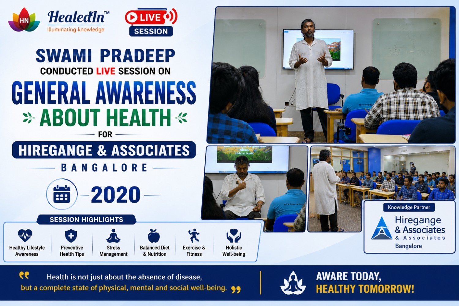 Live Session on Health Awareness for Hiregange &amp; Associates (2020)